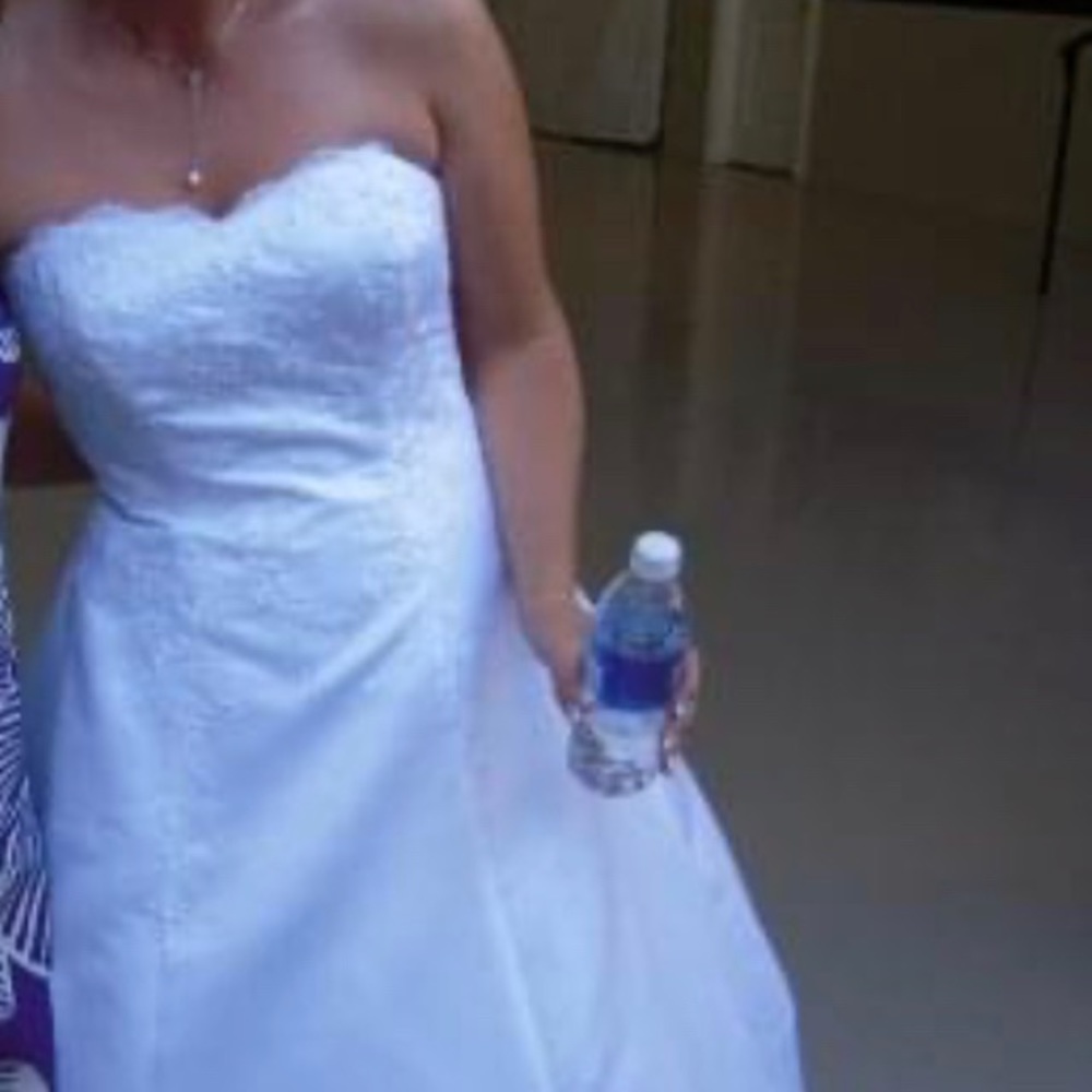 Lovely beaded sweatshirt neckline wedding dress